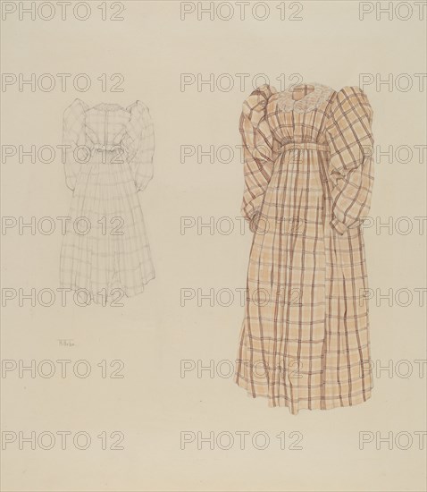 Plaid Morning Dress, c. 1937. Creator: Arelia Arbo.