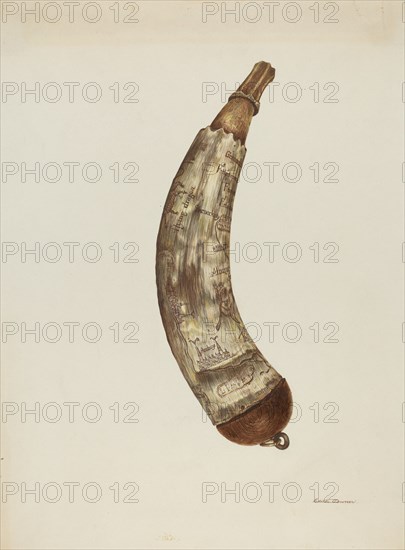 Powder Horn, c. 1940. Creator: Edith Towner.