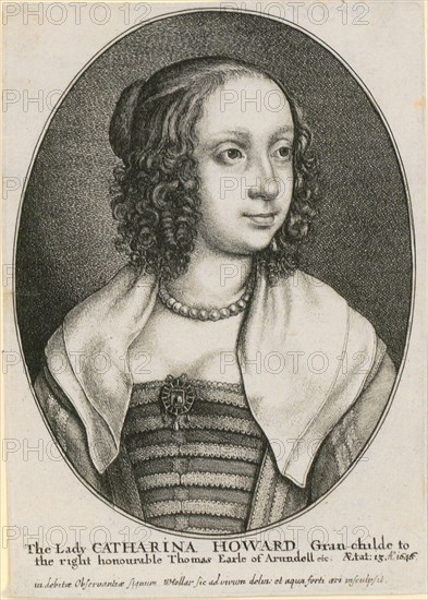 Portrait of Catherine Howard at the Age of 13, 1646-1647. Creator: Hollar, Wenceslaus (1607-1677).