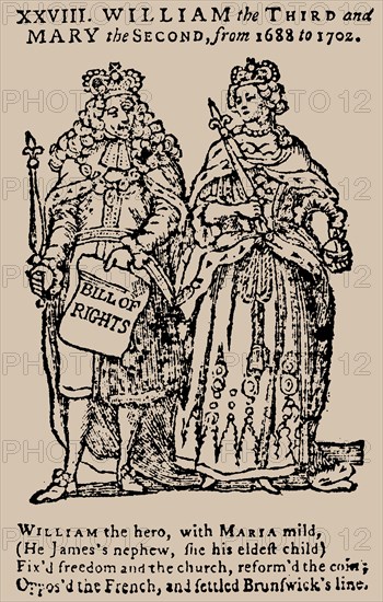 King William III of England, holding the Bill of Rights in his hand, and Queen Mary II, Mid 18th cen Creator: Anonymous.