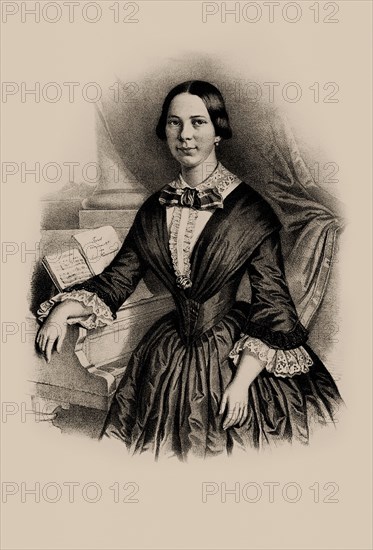 Portrait of the composer Fanny Hünerwadel (1826-1854), c. 1850. Creator: Irminger, Carl Friedrich (1813-1863).