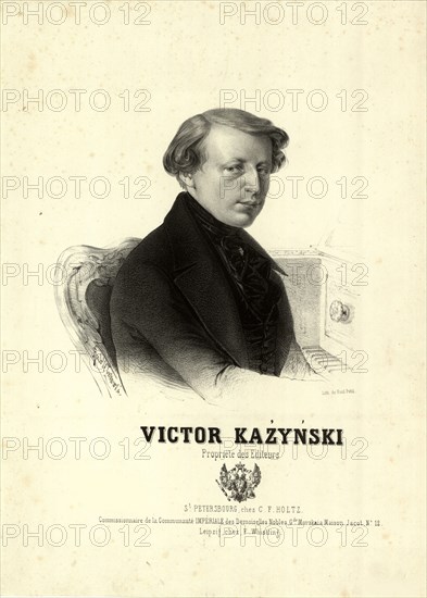 Portrait of the composer Wiktor Kazynski (1812-1867). Creator: Zhukovsky, Rudolf Kasimirovich (1814-1886).