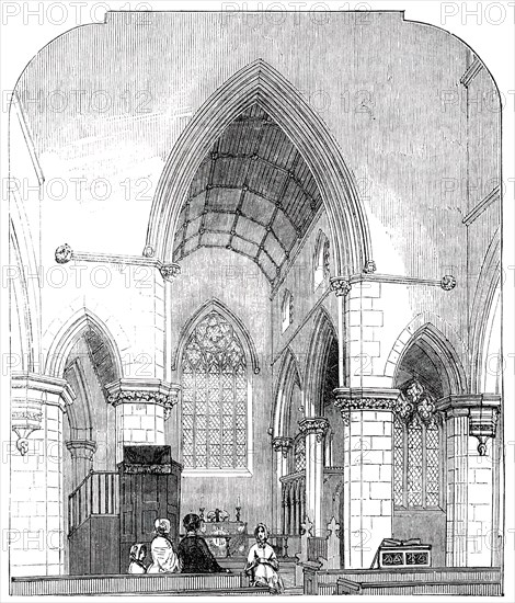 Chancel of the Trinity Church, Haverstock Hill, 1850. Creator: Unknown.