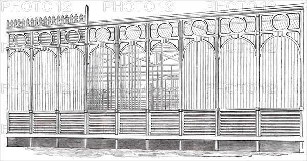 The Great Exhibition Building in Hyde Park - Portion of the South Front, 1850. Creator: Unknown.