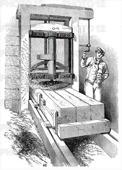 The Great Exhibition Building in Hyde Park - Circular Cutting Machine, 1850. Creator: Unknown.