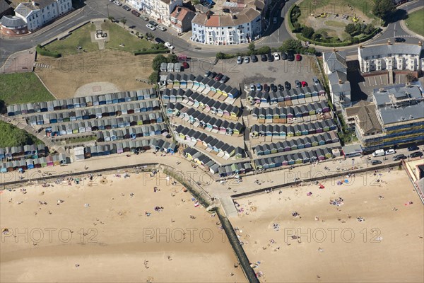 Beach huts, Walton on the Naze, Essex, 2016. Creator: Damian Grady.