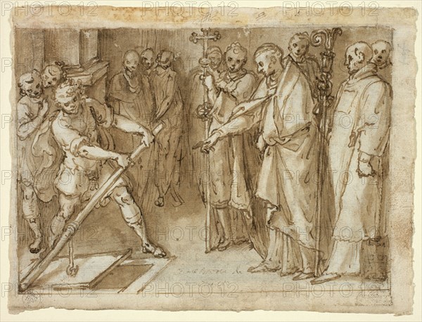 Saint Charles Borromeo Supervising the Opening of a Crypt, c.1604. Creator: Cesare Nebbia.