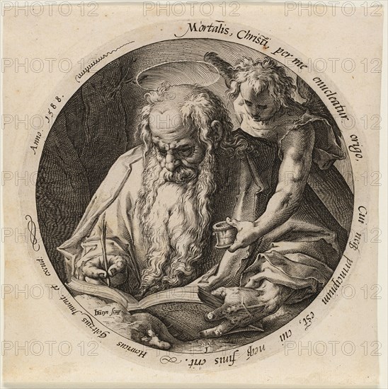 Saint Matthew, plate one from The Four Evangelists, 1588. Creator: Jacques de Gheyn II.