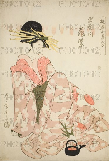 The Courtesan Hanamurasaki of the Tamaya, from the series "Courtesans of the Five..., c. 1805. Creator: Kitagawa Utamaro.