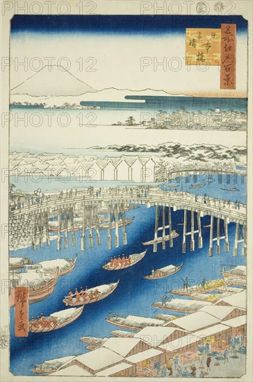 Clear Weather After Snow at Nihon Bridge (Nihonbashi yukibare), from the series "One..., 1856. Creator: Ando Hiroshige.