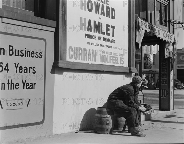 Striking longshoremen during the waterfront strike in San Francisco, California, 1937. Creator: Dorothea Lange.