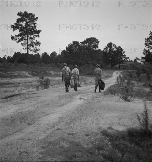 Three turpentine "dippers", Georgia, 1937. Creator: Dorothea Lange.