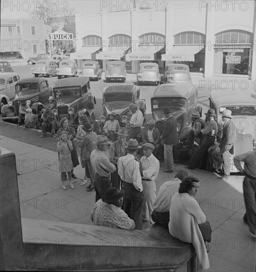 Outside the Labor Temple, during the cotton strike, Bakersfield, California, 1938. Creator: Dorothea Lange.