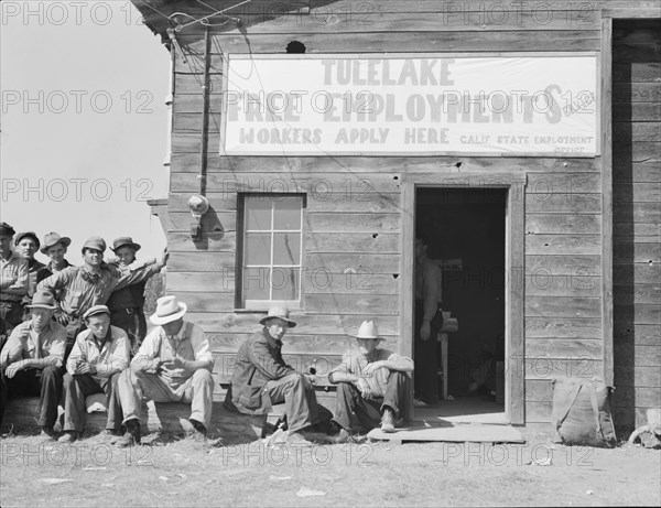 California State Employment Service office, Tulelake, Siskiyou County, California, 1939. Creator: Dorothea Lange.