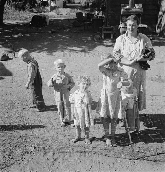 Possibly: Family living in shacktown community, mostly from..., Washington, Yakima Valley, 1939. Creator: Dorothea Lange.