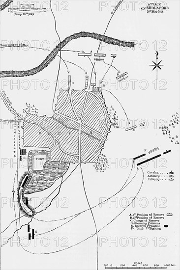 'Plan of the Attack on Sholapore', c1891. Creator: James Grant.