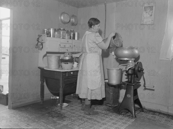 Possibly: Corner of one-room cabin belonging to farmer..., Priest River Valley, Idaho, 1939. Creator: Dorothea Lange.