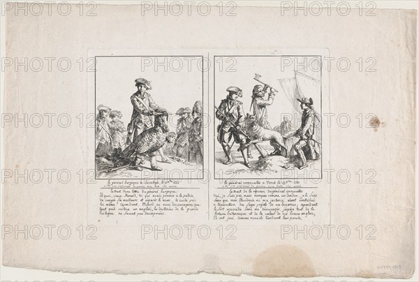 Le Général Burgoyne à Saratoga, le 17 Octobre, 1777; and Le G..., [original 1781] later reprint (?). Creator: Anon.