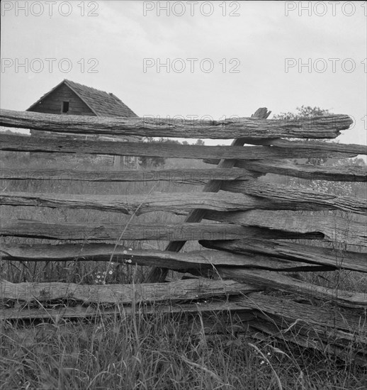 Construction detail of rail fence. Person County, North Carolina.