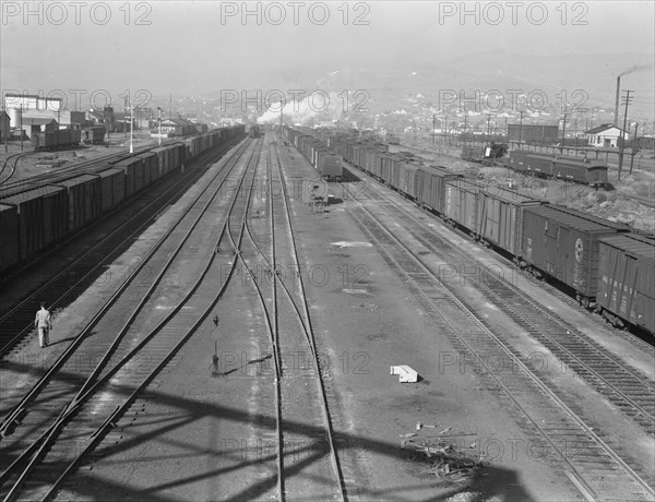 Railroad, outskirts of fast growing town. Klamath Falls, Oregon.