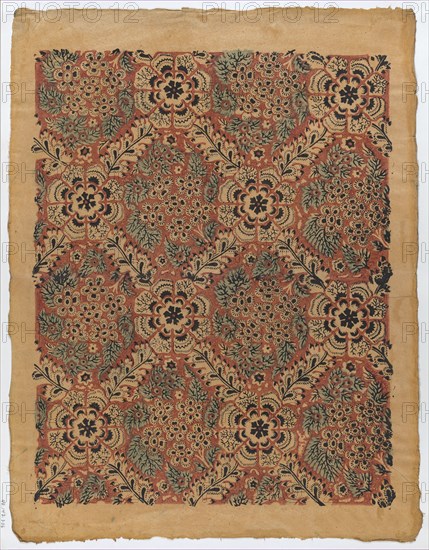 Sheet with overall floral pattern, late 18th-mid-19th century.