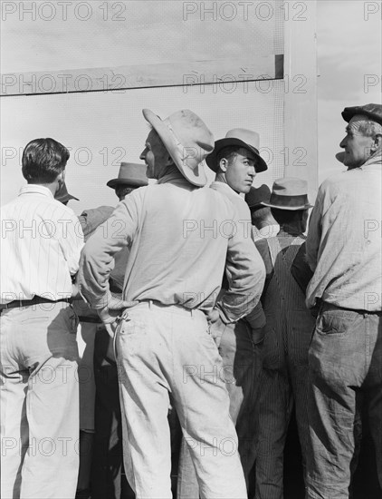 Watching ball game. Shafter migrant camp. California.