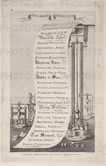 Trade Card for Button Makers, Birmingham, 1800.