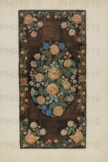 Sewed "Caterpillar" Rug, c. 1937.