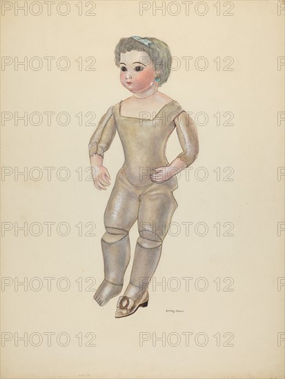 Doll with Bisque Head, c. 1937. Creator: Dorothy Harris.
