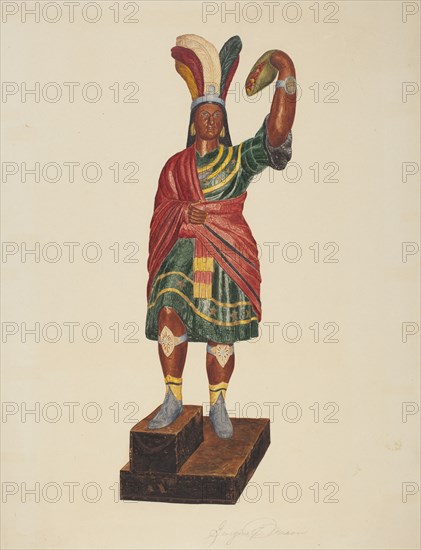 Cigar Store Indian, c. 1937. Creator: Georgine E. Mason.