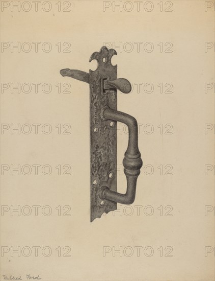 Door Handle with Thumb Press, c. 1938. Creator: Mildred Ford.