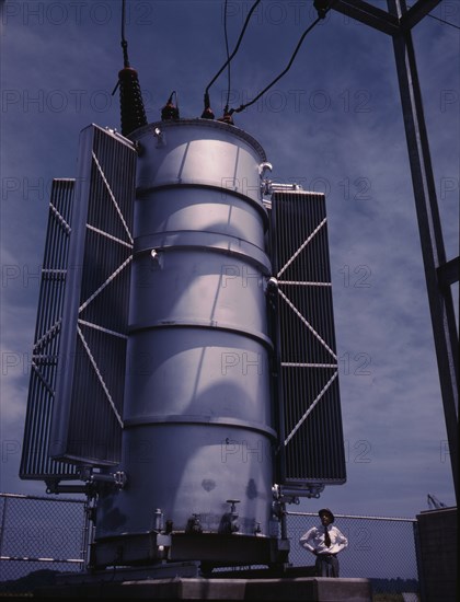 Transformer at TVA's Chickamauga Dam near Chattanooga, Tenn., 1942. Creator: Alfred T Palmer.