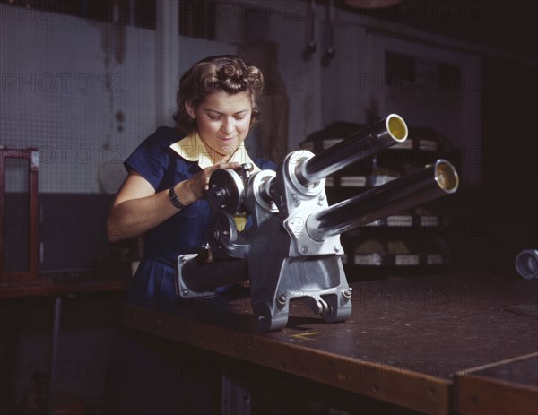 A young woman employee of North American Aviation, Incorporated..., Inglewood, Calif. , 1942. Creator: Alfred T Palmer.