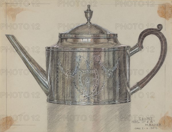 Silver Teapot, c. 1937.