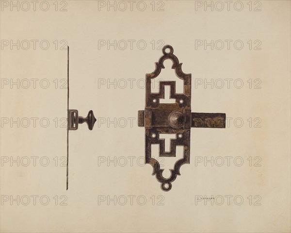 Wrought Iron Latch, c. 1938.