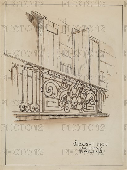 Wrought Iron Balcony Rail, c. 1936.