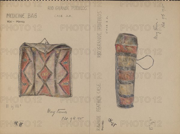 Medicine Bag and Feather Case, 1935.