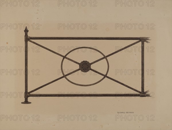 Balcony Railing with Cast Rosette, c. 1940.