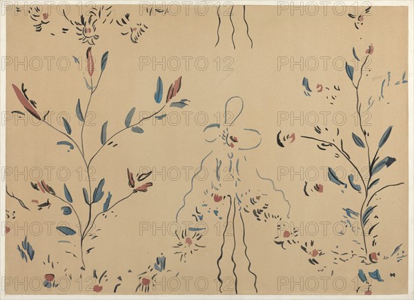 Free Hand Decorated Wall (Detail), c. 1940.