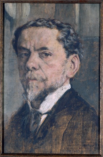 Self-portrait of Charles Courtry (1846-1897), engraver, c1890.