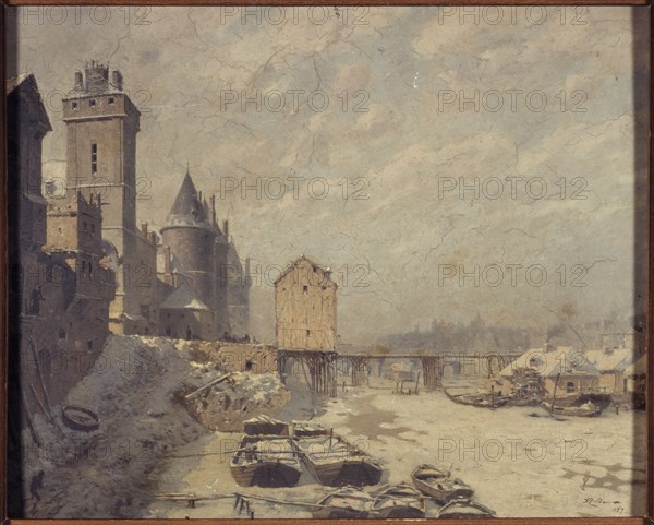 Clock tower, the Conciergerie and Pont au Change, in 1621, 1887.