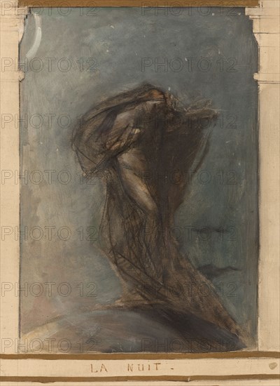 Sketch for the reception hall of the town hall in the 4th arrondissement: Autumn. Winter. Water. The night., 1884.