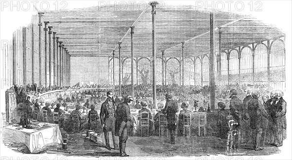 Dinner in the Crystal Palace, in Celebration of the Centenary of the Society of Arts, 1854. Creator: Unknown.