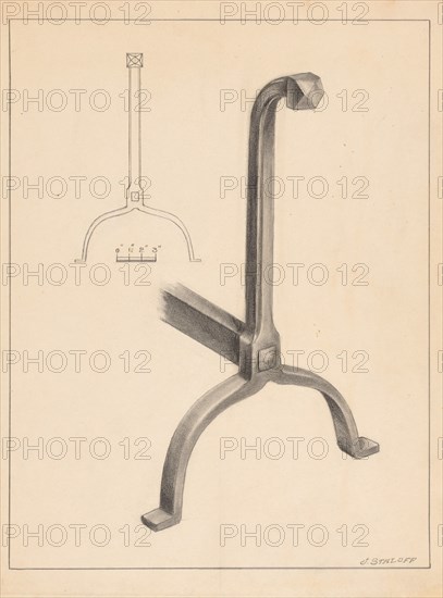 Andiron (one of pair), c. 1936.