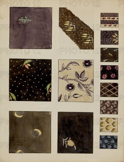 Textiles from Patchwork Quilt, c. 1936.