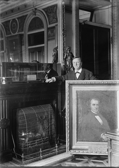 George E. Badger, Secretary of The Navy, 1841 and Secretary Daniels with Portrait of Badger, 1913. Creator: Harris & Ewing.