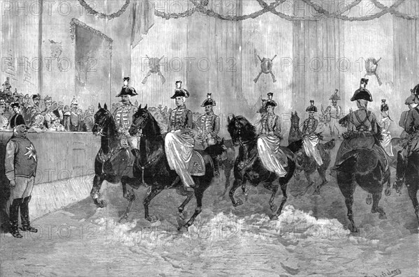 Musical Ride of the First Prussian Life Guards before the German Emperor at Potsdam', 1890. Creator: Unknown.