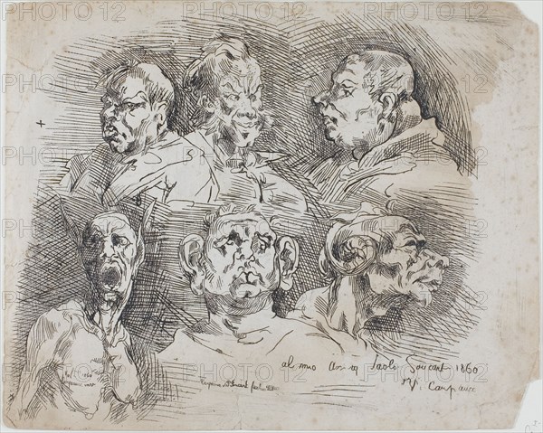 Studies of Heads, 1860.