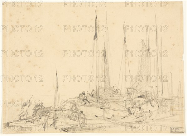 Fishing Boats in Port, c. 1830. Creator: Unknown.