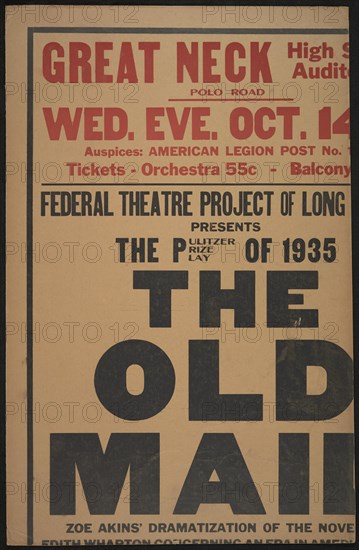 The Old Maid, New York, [1935]. Creator: Unknown.